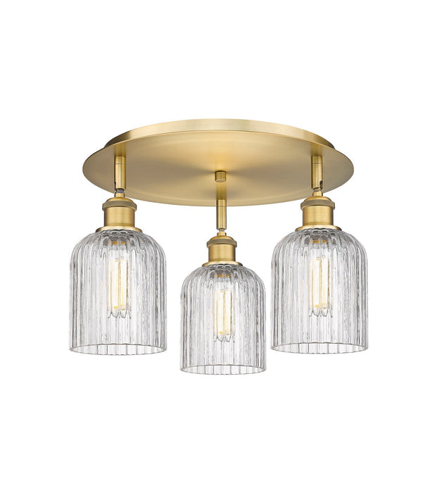Innovations 516-3C-BB-G559-5CL Three Light Flush Mount, Brushed Brass