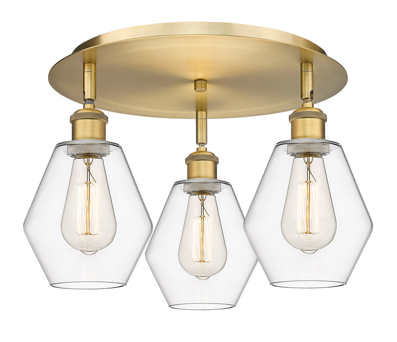 Innovations 516-3C-BB-G652-6 Three Light Flush Mount, Brushed Brass