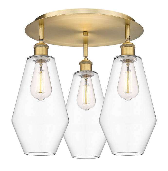 Innovations 516-3C-BB-G652-7 Three Light Flush Mount, Brushed Brass