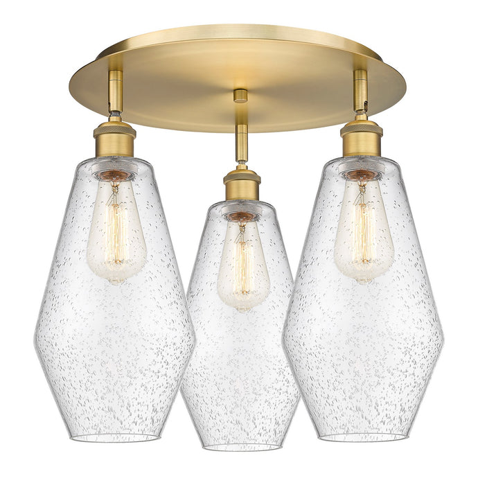 Innovations 516-3C-BB-G654-7 Three Light Flush Mount, Brushed Brass