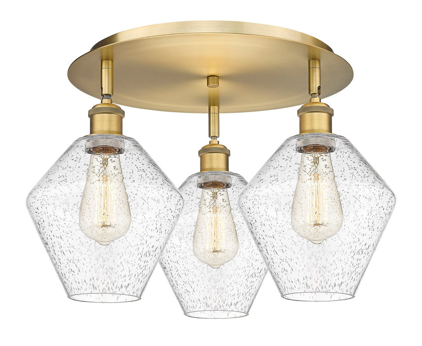 Innovations 516-3C-BB-G654-8 Three Light Flush Mount, Brushed Brass