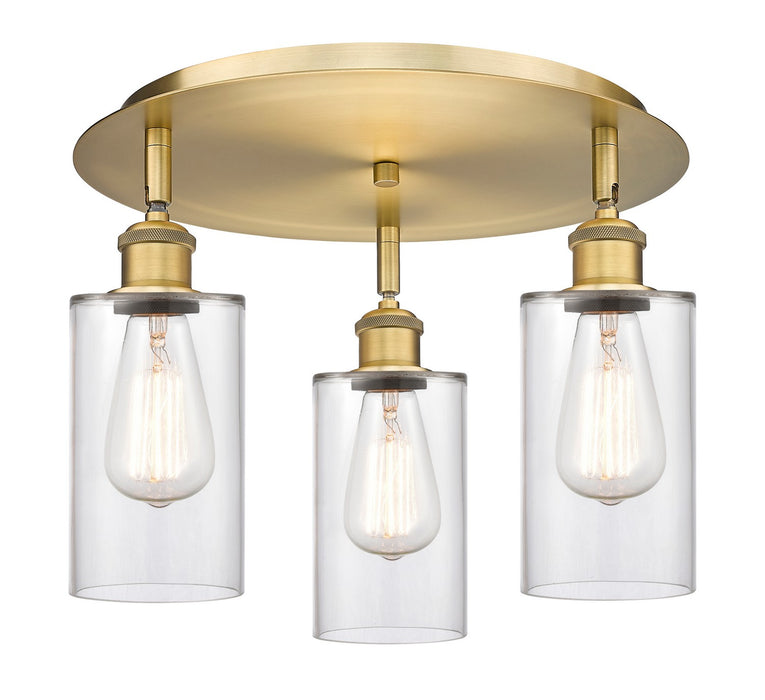 Innovations 516-3C-BB-G802 Three Light Flush Mount, Brushed Brass