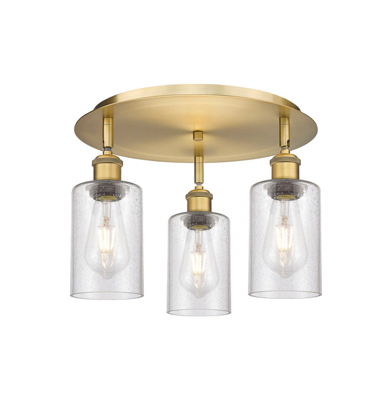 Innovations 516-3C-BB-G804 Three Light Flush Mount, Brushed Brass