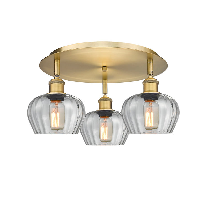 Innovations 516-3C-BB-G92 Three Light Flush Mount, Brushed Brass