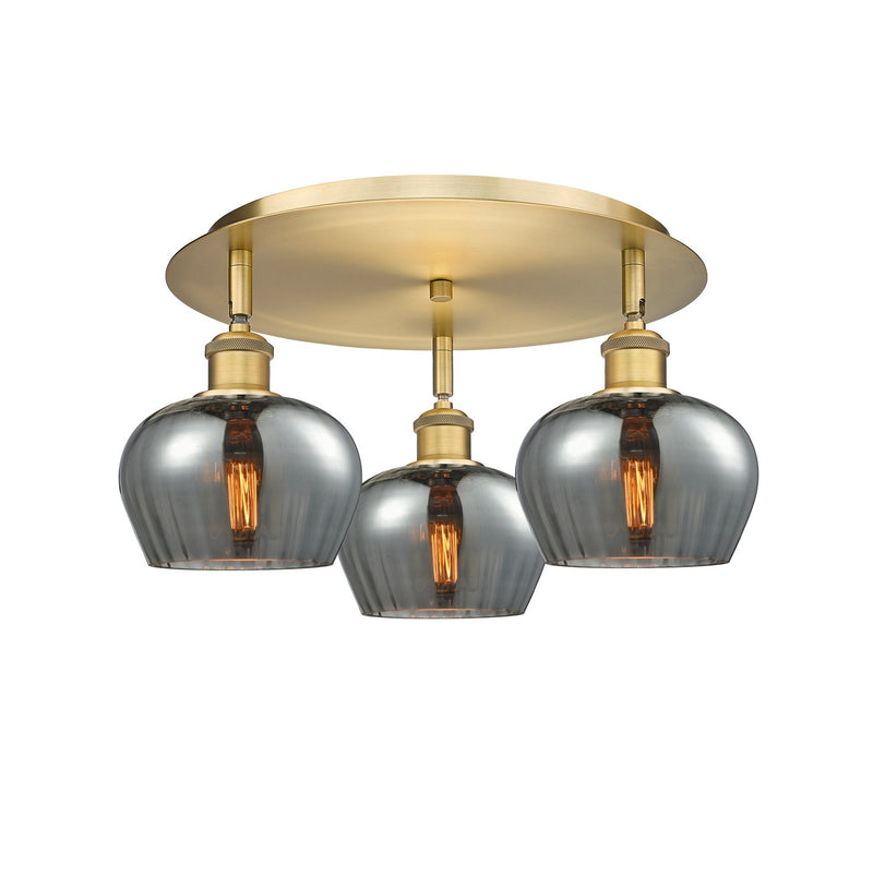 Innovations 516-3C-BB-G93 Three Light Flush Mount, Brushed Brass