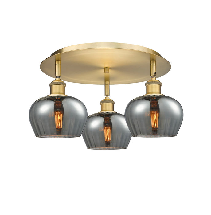Innovations 516-3C-BB-G93 Three Light Flush Mount, Brushed Brass