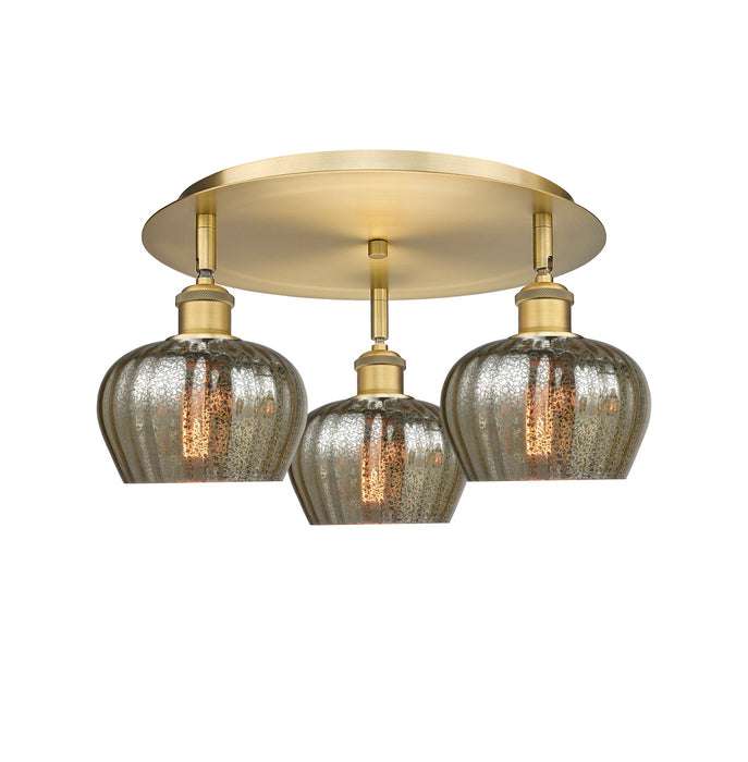 Innovations 516-3C-BB-G96 Three Light Flush Mount, Brushed Brass