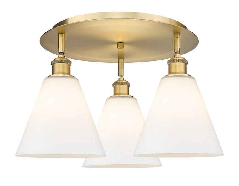 Innovations 516-3C-BB-GBC-81 Three Light Flush Mount, Brushed Brass