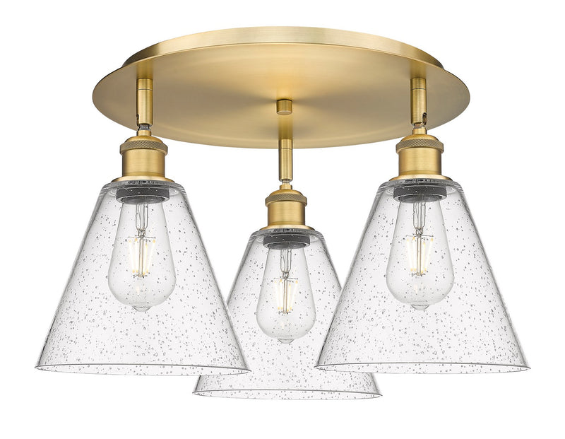 Innovations 516-3C-BB-GBC-84 Three Light Flush Mount, Brushed Brass
