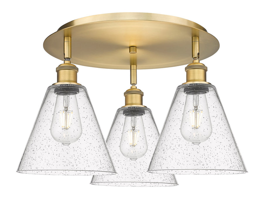 Innovations 516-3C-BB-GBC-84 Three Light Flush Mount, Brushed Brass