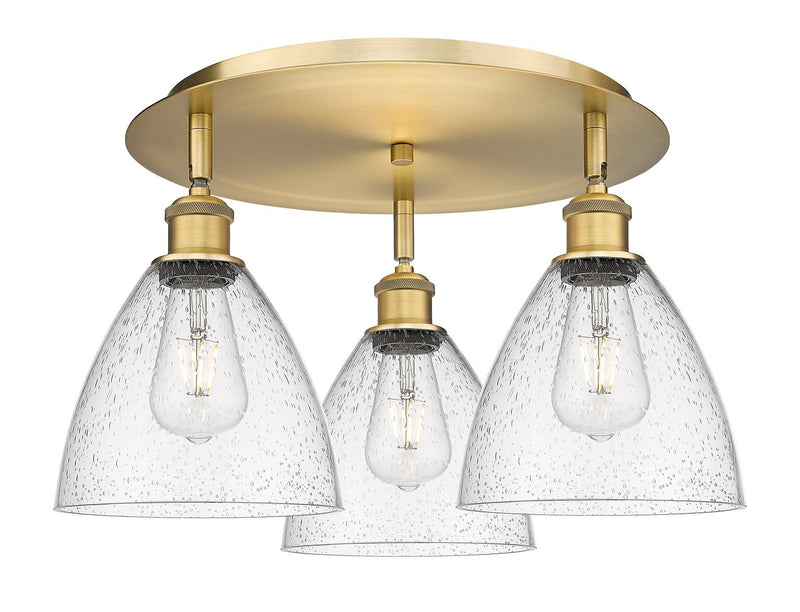 Innovations 516-3C-BB-GBD-754 Three Light Flush Mount, Brushed Brass