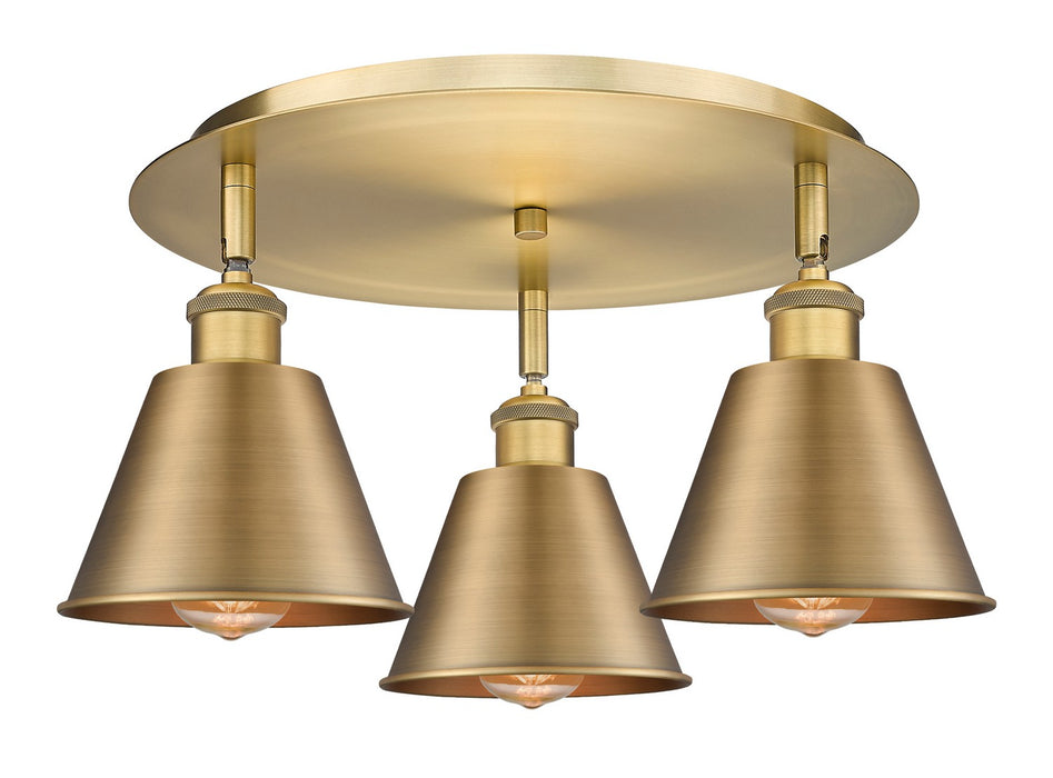 Innovations 516-3C-BB-M8-BB Three Light Flush Mount, Brushed Brass