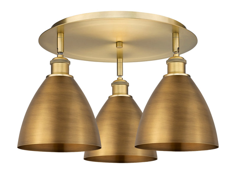 Innovations 516-3C-BB-MBD-75-BB Three Light Flush Mount, Brushed Brass