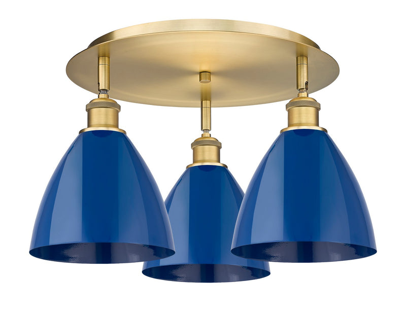 Innovations 516-3C-BB-MBD-75-BL Three Light Flush Mount, Brushed Brass