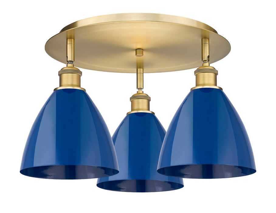 Innovations 516-3C-BB-MBD-75-BL Three Light Flush Mount, Brushed Brass