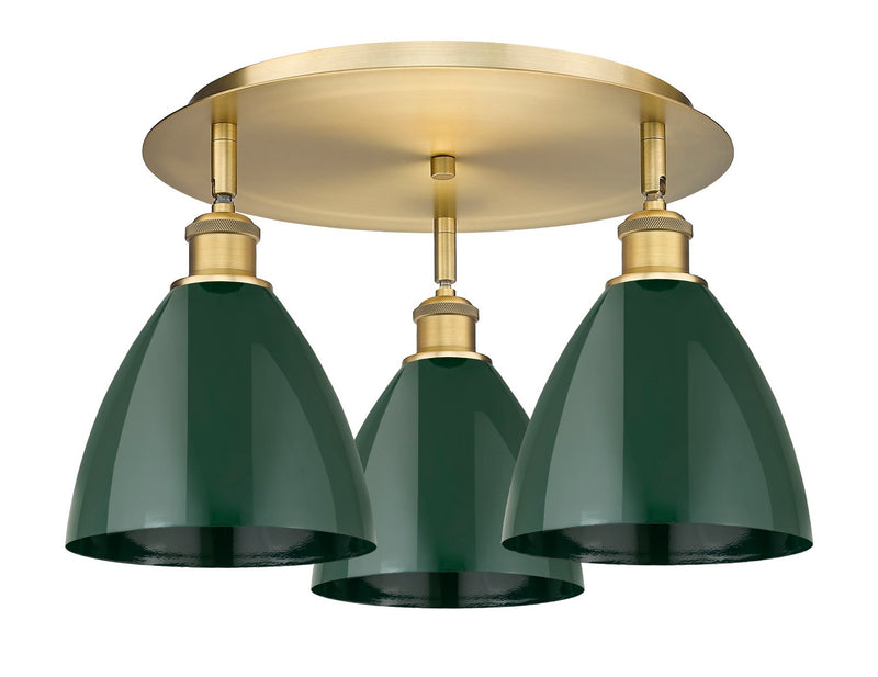 Innovations 516-3C-BB-MBD-75-GR Three Light Flush Mount, Brushed Brass