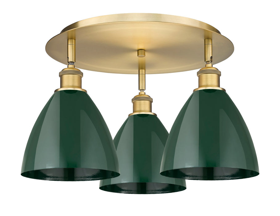 Innovations 516-3C-BB-MBD-75-GR Three Light Flush Mount, Brushed Brass
