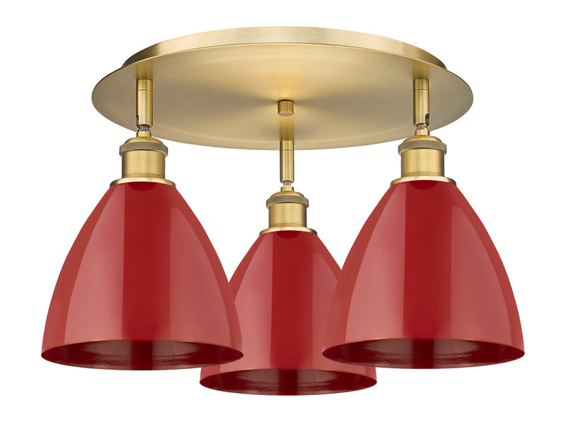 Innovations 516-3C-BB-MBD-75-RD Three Light Flush Mount, Brushed Brass