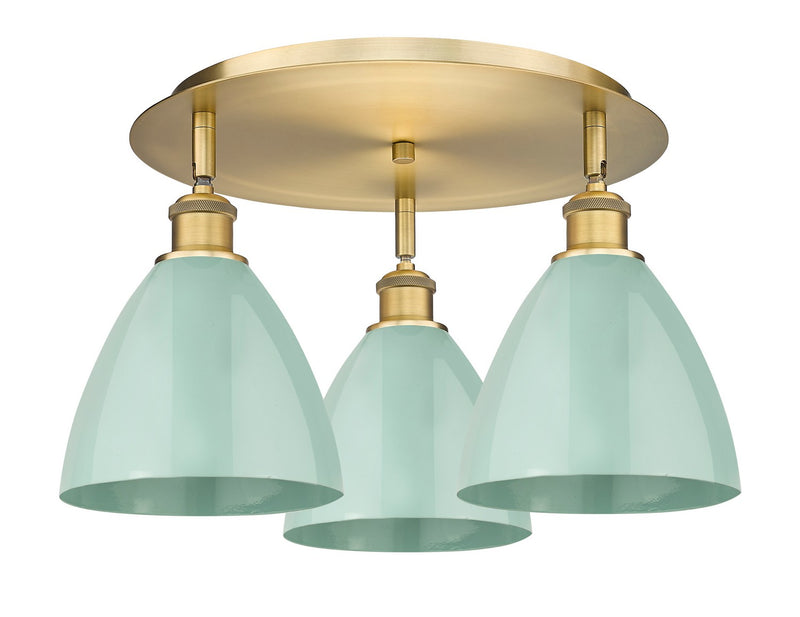 Innovations 516-3C-BB-MBD-75-SF Three Light Flush Mount, Brushed Brass