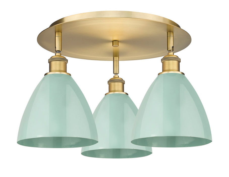 Innovations 516-3C-BB-MBD-75-SF Three Light Flush Mount, Brushed Brass