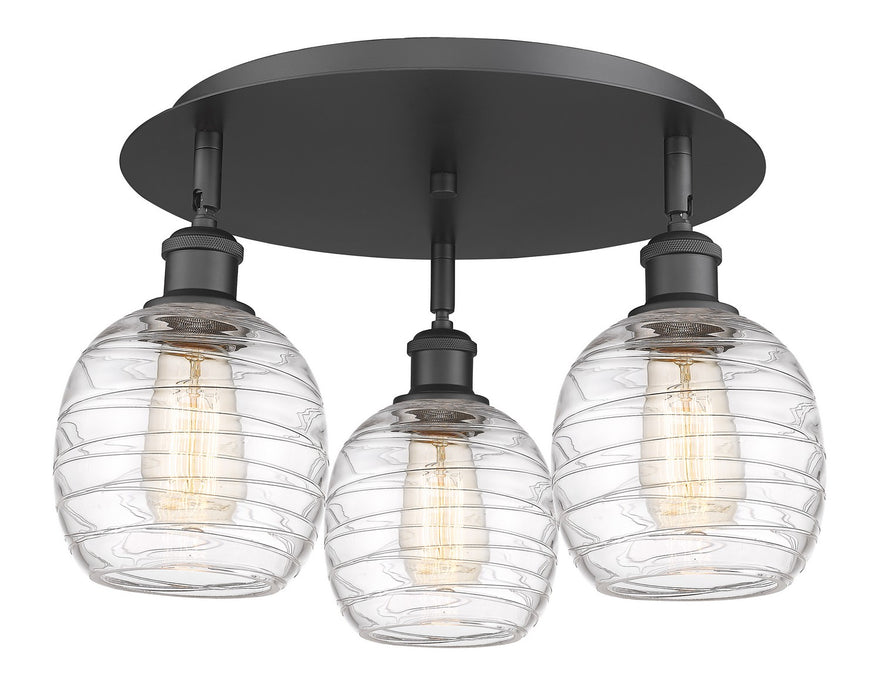 Innovations 516-3C-BK-G1013 Three Light Flush Mount, Matte Black