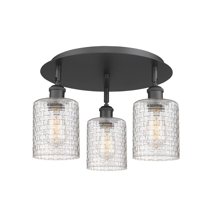Innovations 516-3C-BK-G112C-5CL Three Light Flush Mount, Matte Black