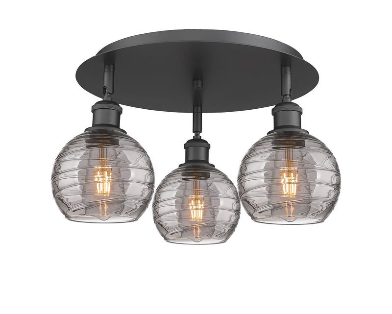 Innovations 516-3C-BK-G1213-6SM Three Light Flush Mount, Matte Black