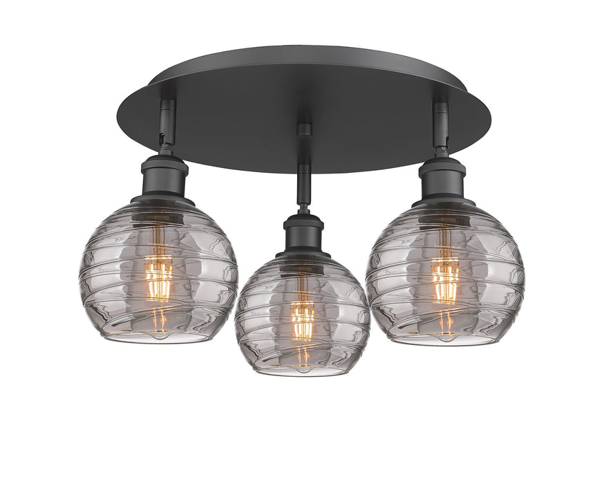 Innovations 516-3C-BK-G1213-6SM Three Light Flush Mount, Matte Black