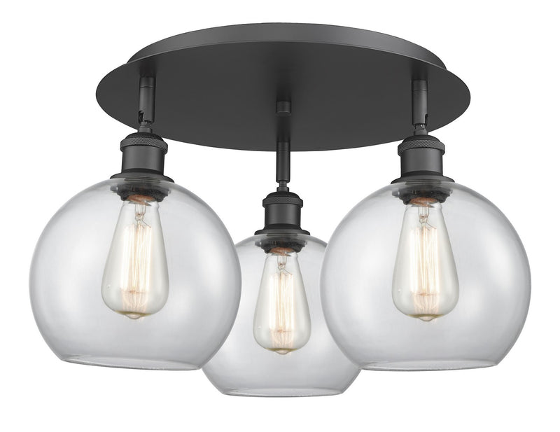 Innovations 516-3C-BK-G122-8 Three Light Flush Mount, Matte Black