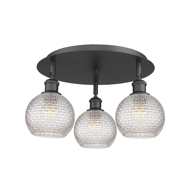 Innovations 516-3C-BK-G122C-6CL Three Light Flush Mount, Matte Black