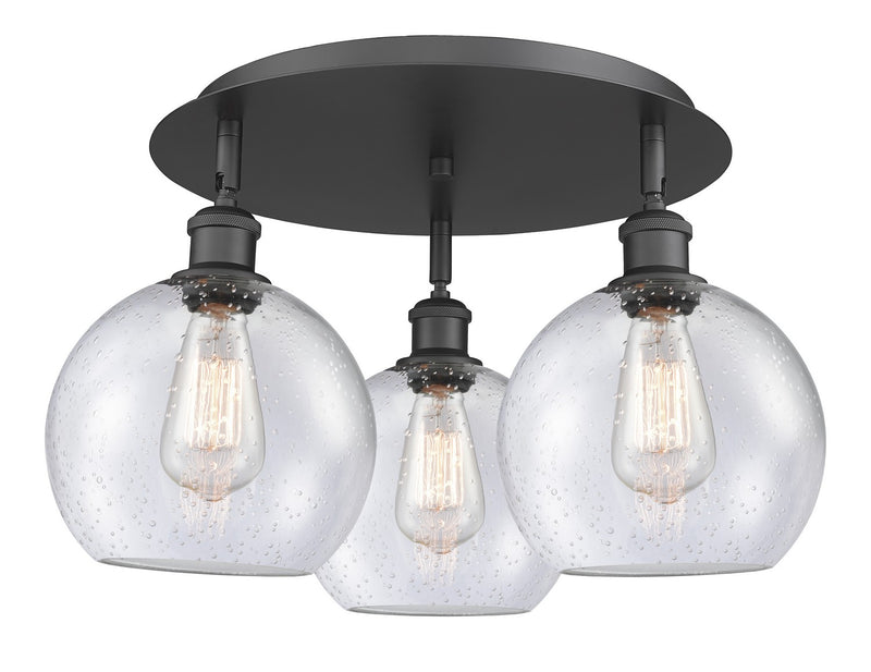 Innovations 516-3C-BK-G124-8 Three Light Flush Mount, Matte Black