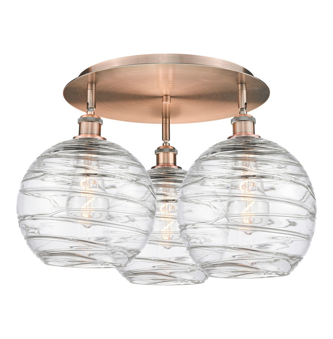 Innovations 516-3C-AC-G1213-10 Three Light Flush Mount, Antique Copper