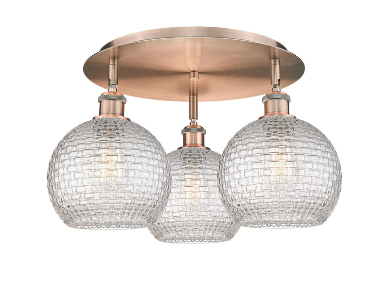 Innovations 516-3C-AC-G122C-8CL Three Light Flush Mount, Antique Copper
