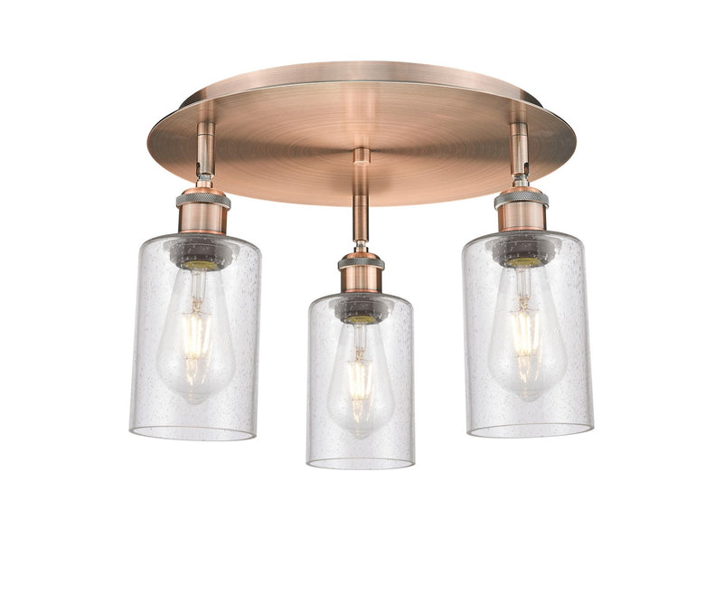 Innovations 516-3C-AC-G804 Three Light Flush Mount, Antique Copper