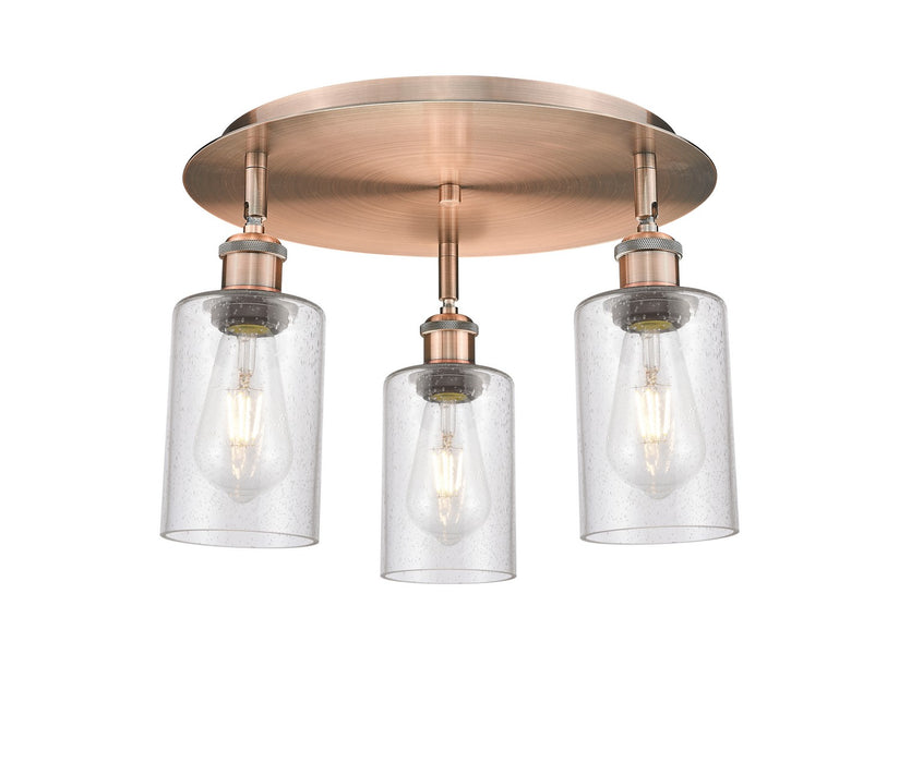 Innovations 516-3C-AC-G804 Three Light Flush Mount, Antique Copper