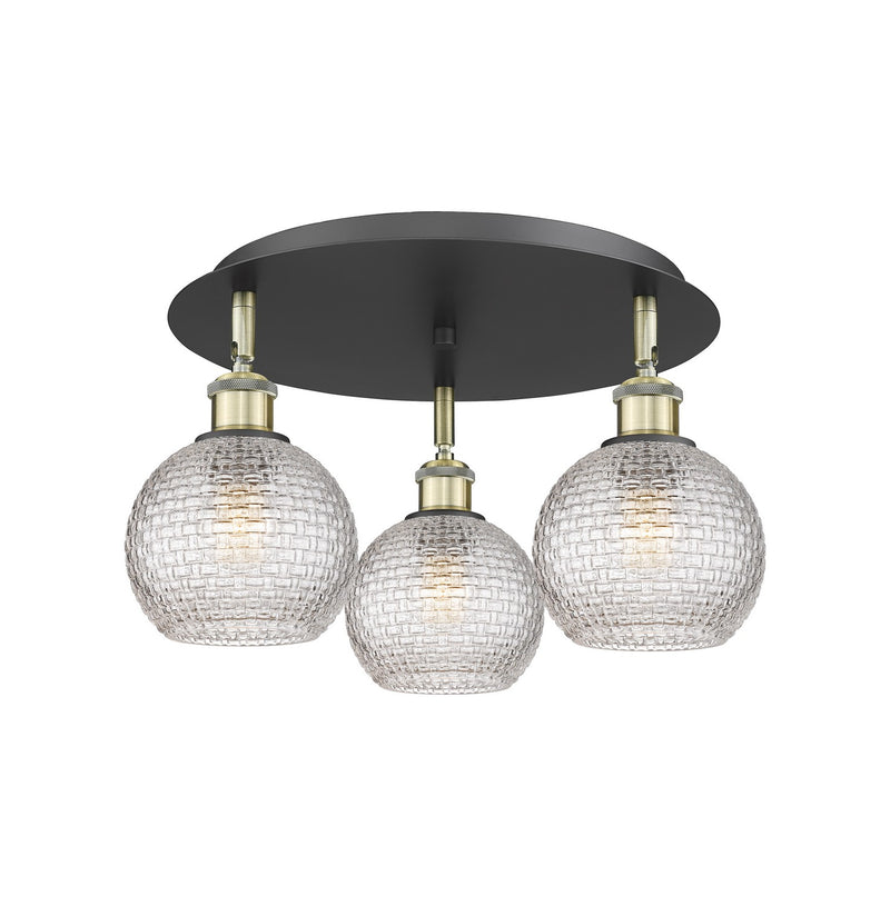 Innovations 516-3C-BAB-G122C-6CL Three Light Flush Mount, Black Antique Brass