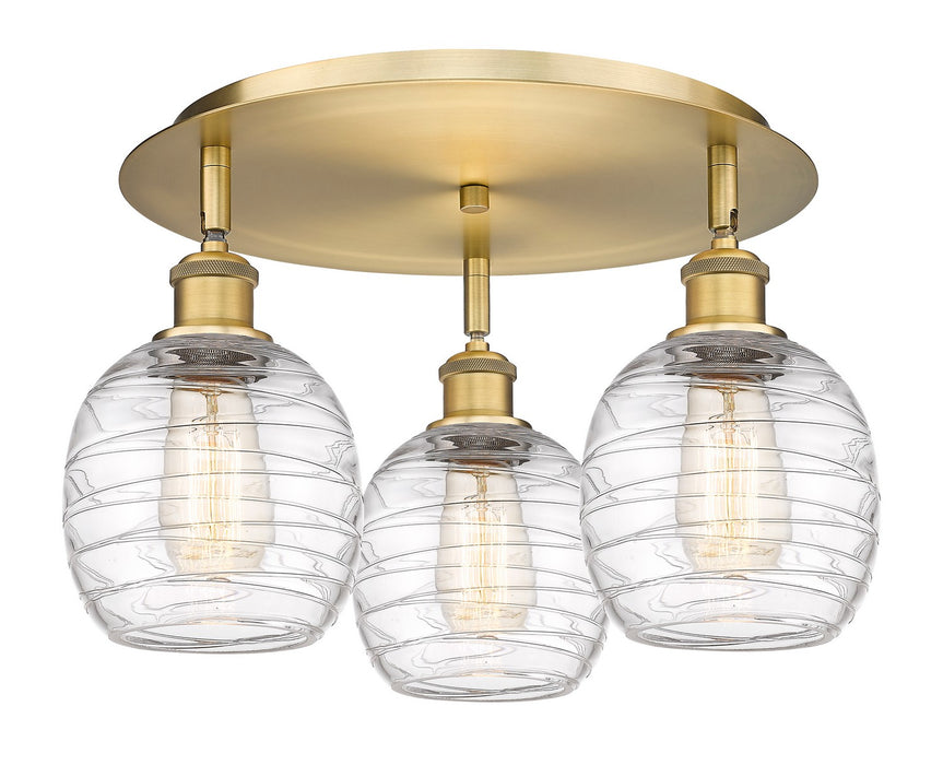 Innovations 516-3C-BB-G1013 Three Light Flush Mount, Brushed Brass