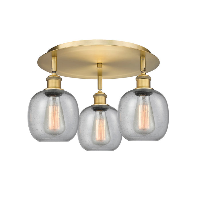 Innovations 516-3C-BB-G104 Three Light Flush Mount, Brushed Brass