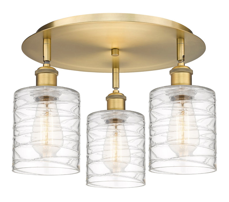 Innovations 516-3C-BB-G1113 Three Light Flush Mount, Brushed Brass
