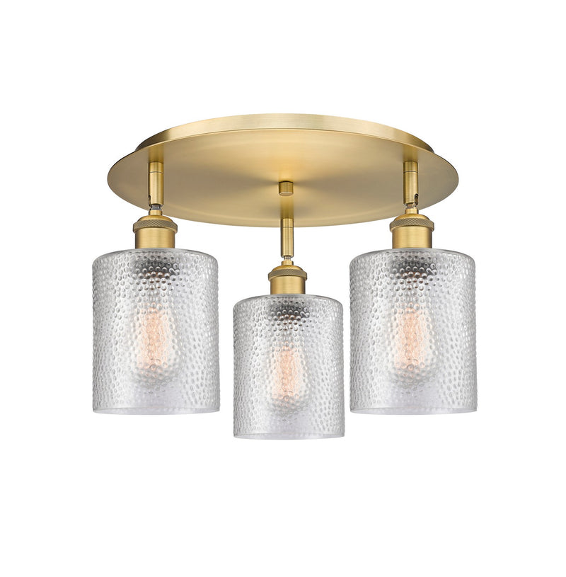Innovations 516-3C-BB-G112 Three Light Flush Mount, Brushed Brass