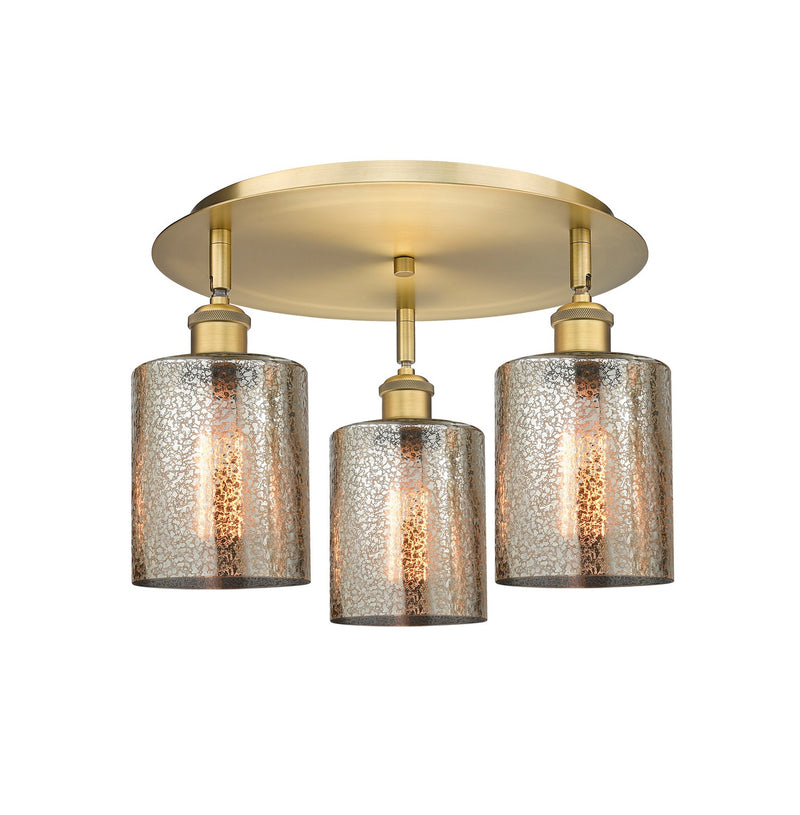 Innovations 516-3C-BB-G116 Three Light Flush Mount, Brushed Brass
