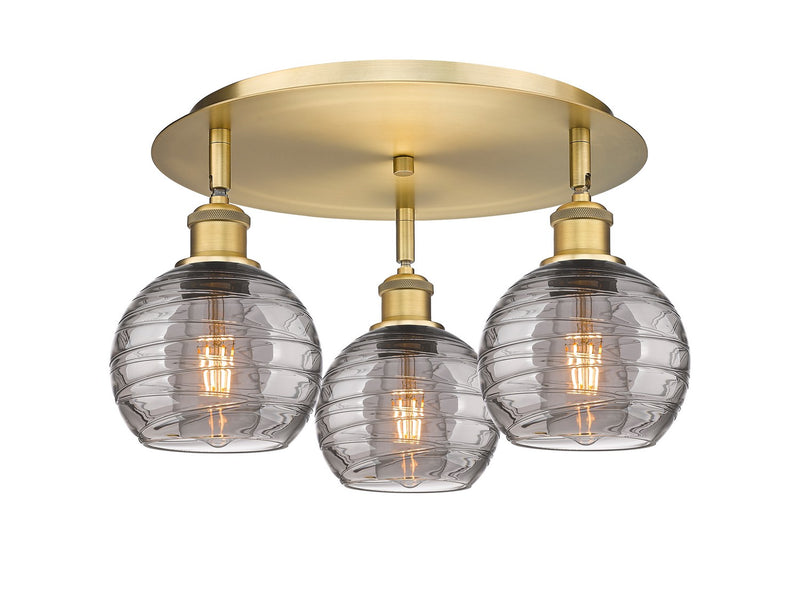 Innovations 516-3C-BB-G1213-6SM Three Light Flush Mount, Brushed Brass