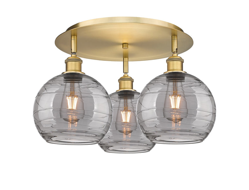 Innovations 516-3C-BB-G1213-8SM Three Light Flush Mount, Brushed Brass