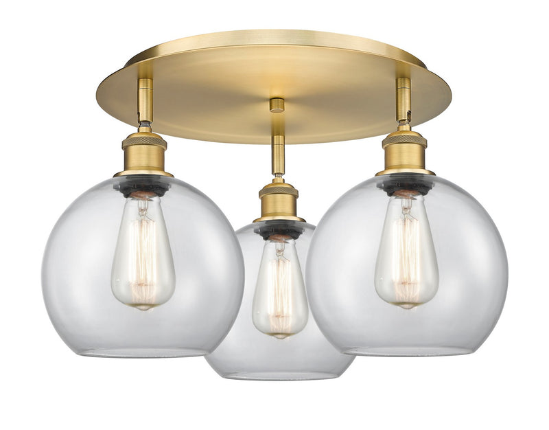 Innovations 516-3C-BB-G122-8 Three Light Flush Mount, Brushed Brass