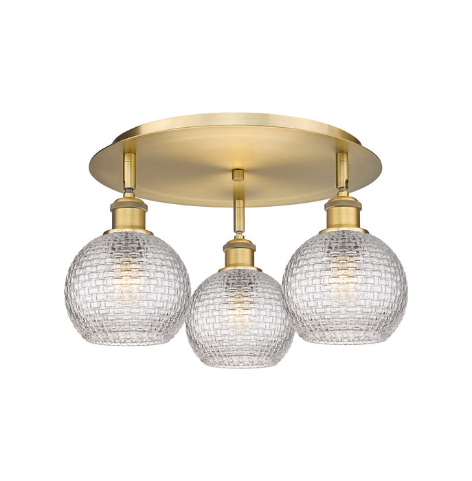 Innovations 516-3C-BB-G122C-6CL Three Light Flush Mount, Brushed Brass