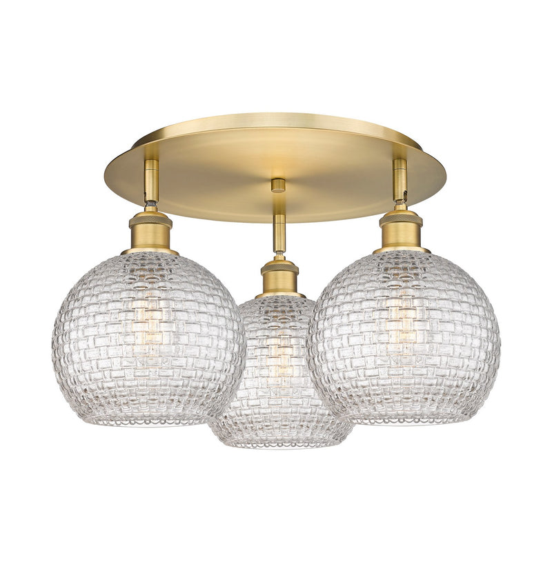 Innovations 516-3C-BB-G122C-8CL Three Light Flush Mount, Brushed Brass