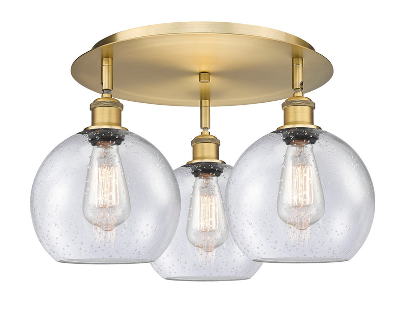 Innovations 516-3C-BB-G124-8 Three Light Flush Mount, Brushed Brass