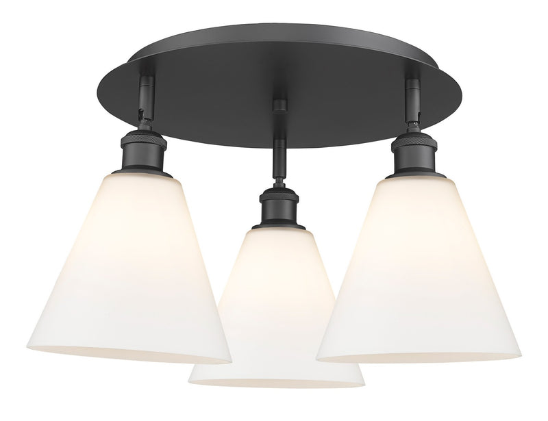 Innovations 516-3C-BK-GBC-81 Three Light Flush Mount, Matte Black
