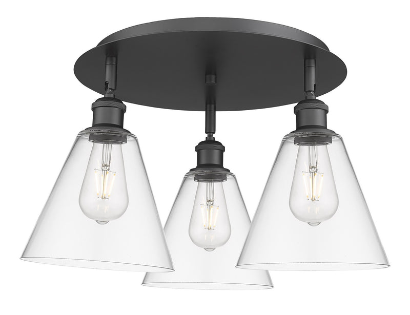 Innovations 516-3C-BK-GBC-82 Three Light Flush Mount, Matte Black