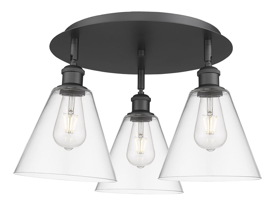 Innovations 516-3C-BK-GBC-82 Three Light Flush Mount, Matte Black